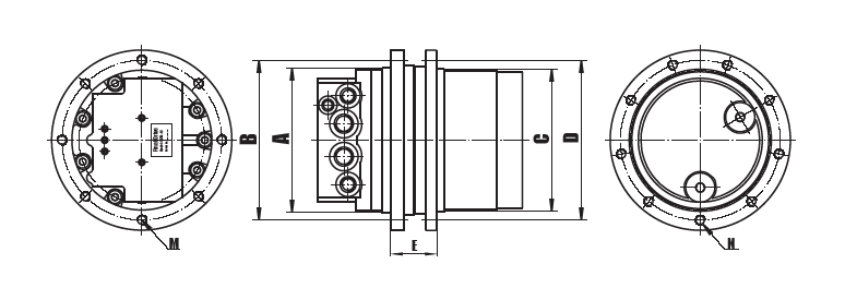 Connection dimensions of WTM-02 hydraulic final drive motor