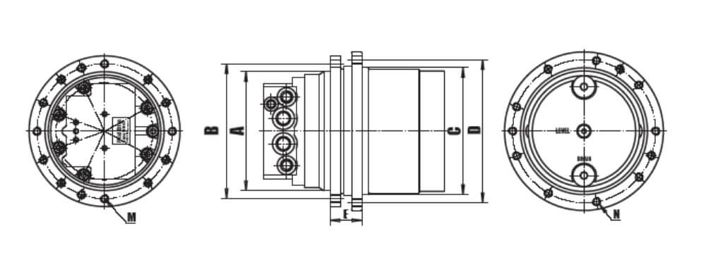 connection dimensions of WTM-03 hydraulic final drive travel motor