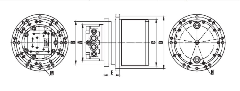 connection dimensions of WTM-04I hydraulic track drive