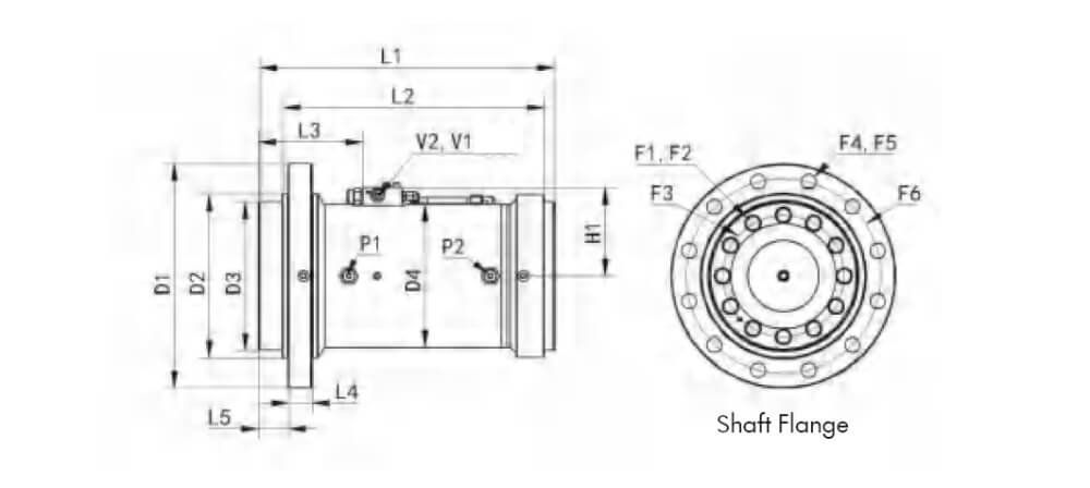 flange mount dimensions of WL30 helical rotary hydraulic actuator