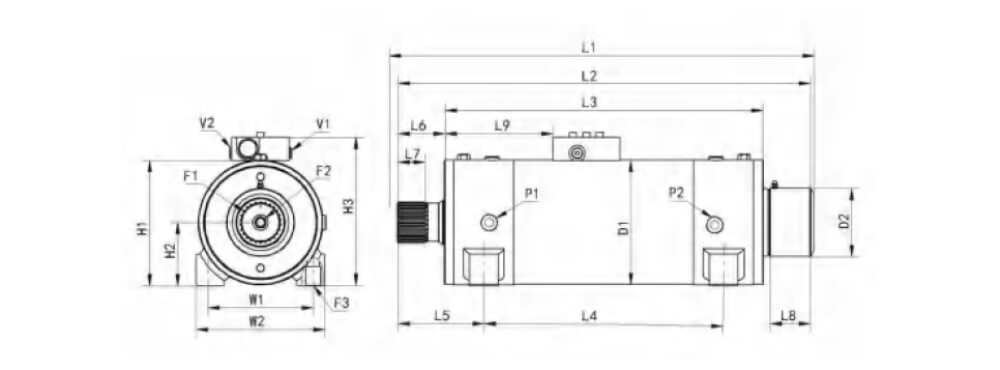 mounting dimensions of WL40 high torque rotary actuator